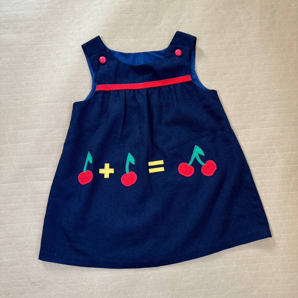 Vintage 80s Florence Eiseman‎ Saks 2T Blue cherry dress